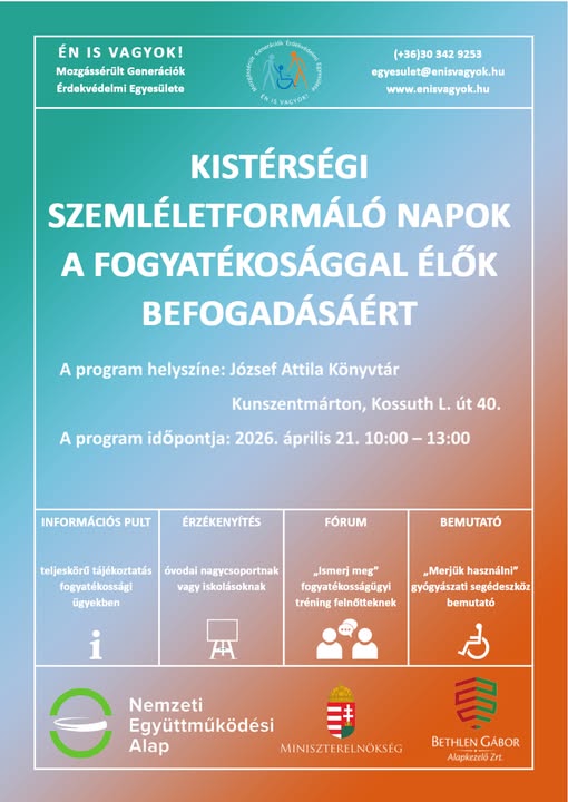 Kistérségi szemléletformáló napok a fogyatékossággal élők befogadásáért 2026. április 21.