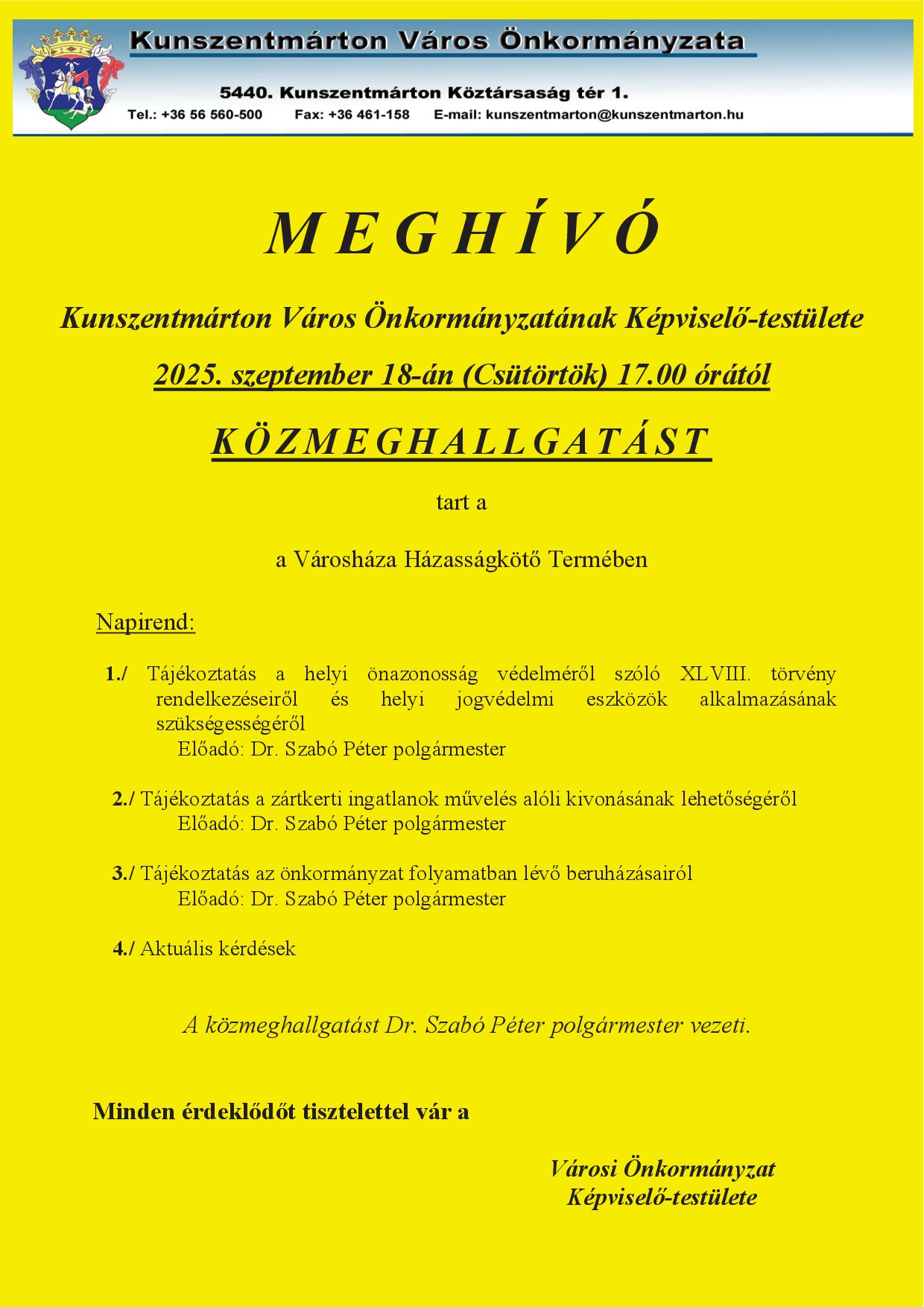Közmeghallgatás 2025. szeptember 18.    