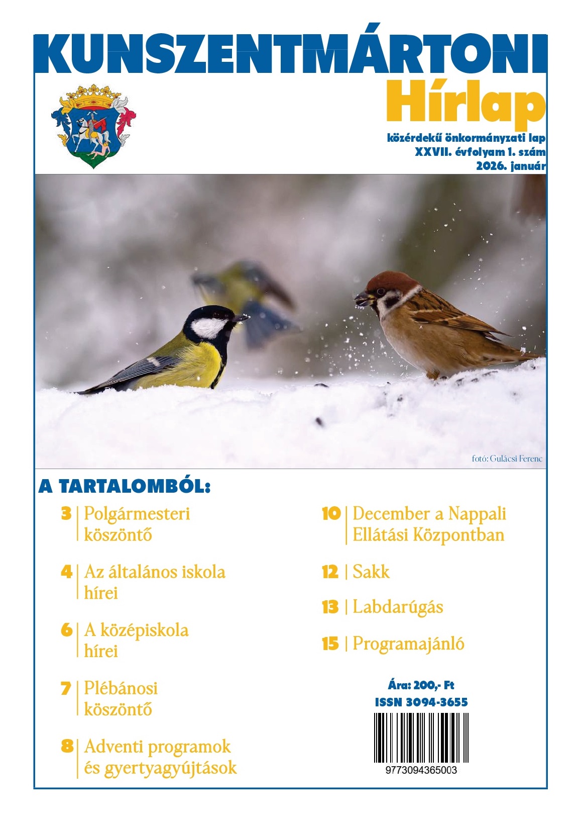 A Kunszentmártoni HÍRLAP XXVII. évfolyam 1. szám