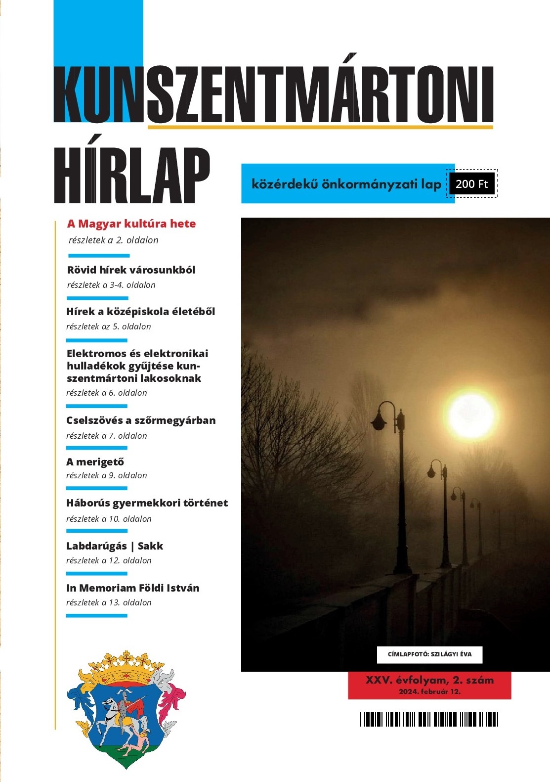 A Kunszentmártoni HÍRLAP XXV. évfolyam 2. szám           