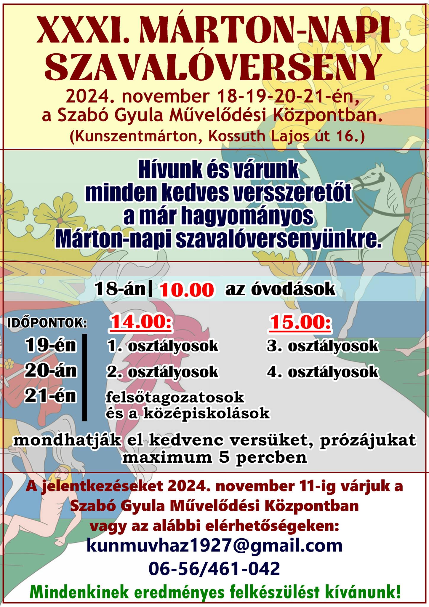 XXXI. Márton-Napi Szavalóverseny 2024. november 18-19-20-21.