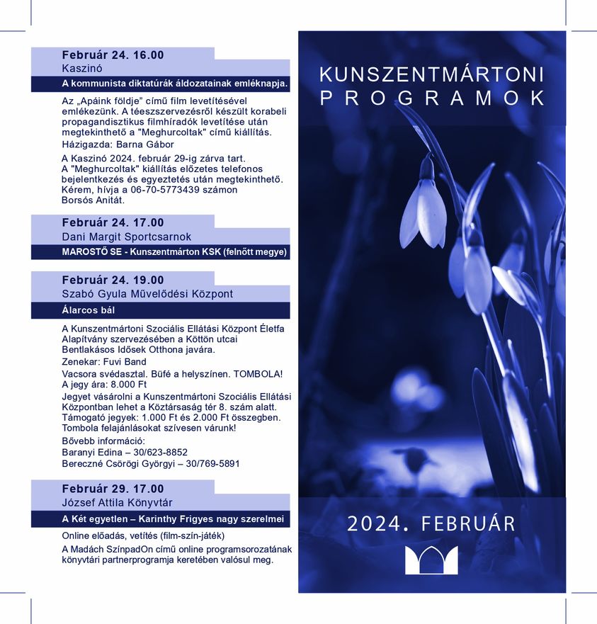 Kunszentmártoni Programok 2024. február 
