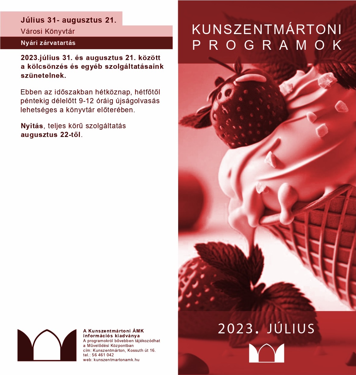 Kunszentmártoni Programok 2023. július   