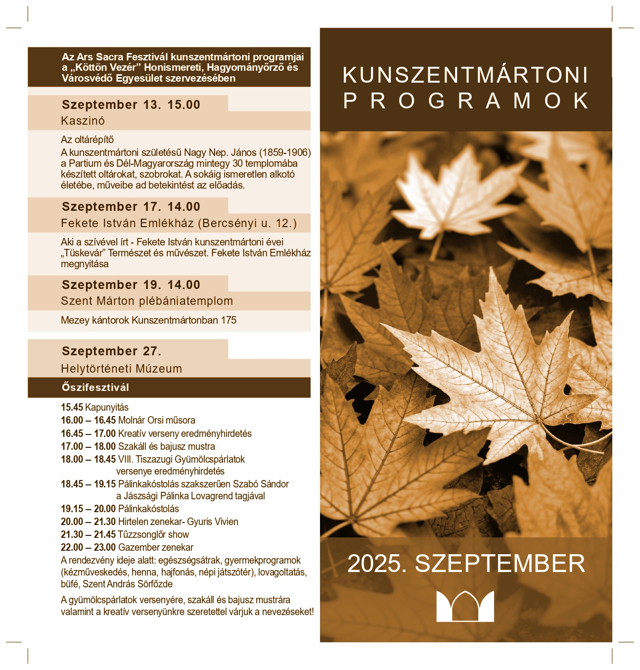 Kunszentmártoni Programok 2025. szeptember