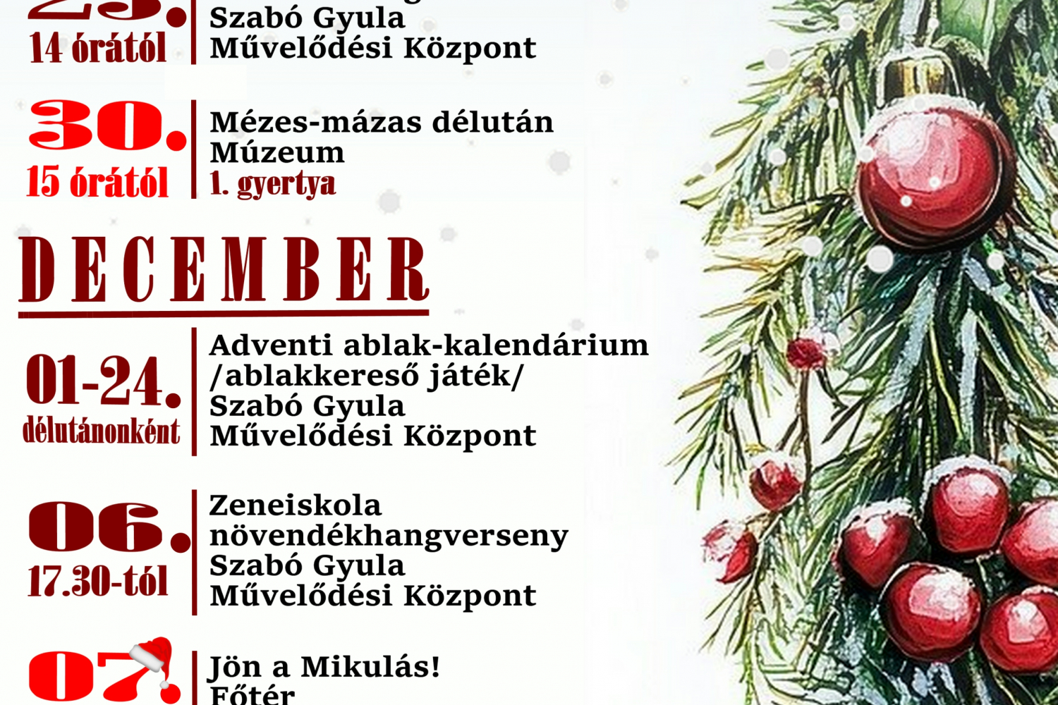 Adventi programok gyertyagyújtás 2024