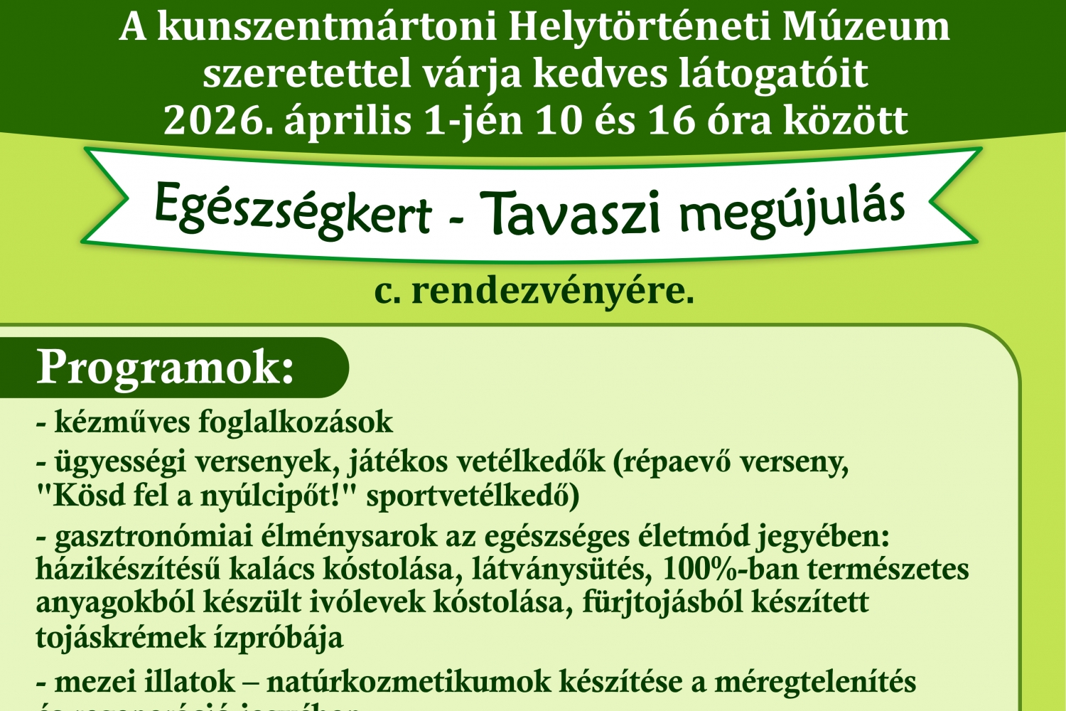 Egészségkert - Tavaszi megújulás 2026. április 1.