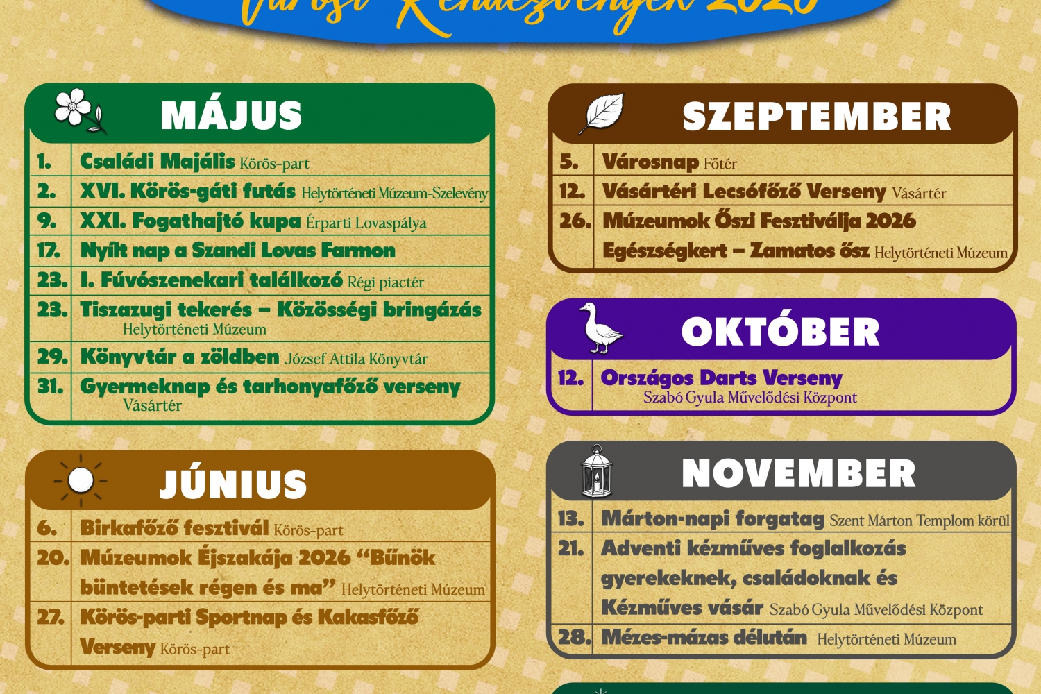 Városi Rendezvények 2026.