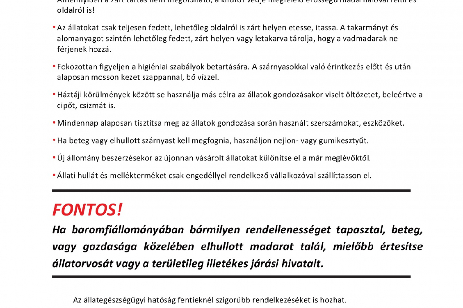 Tájékoztató a Madárinfluenzáról