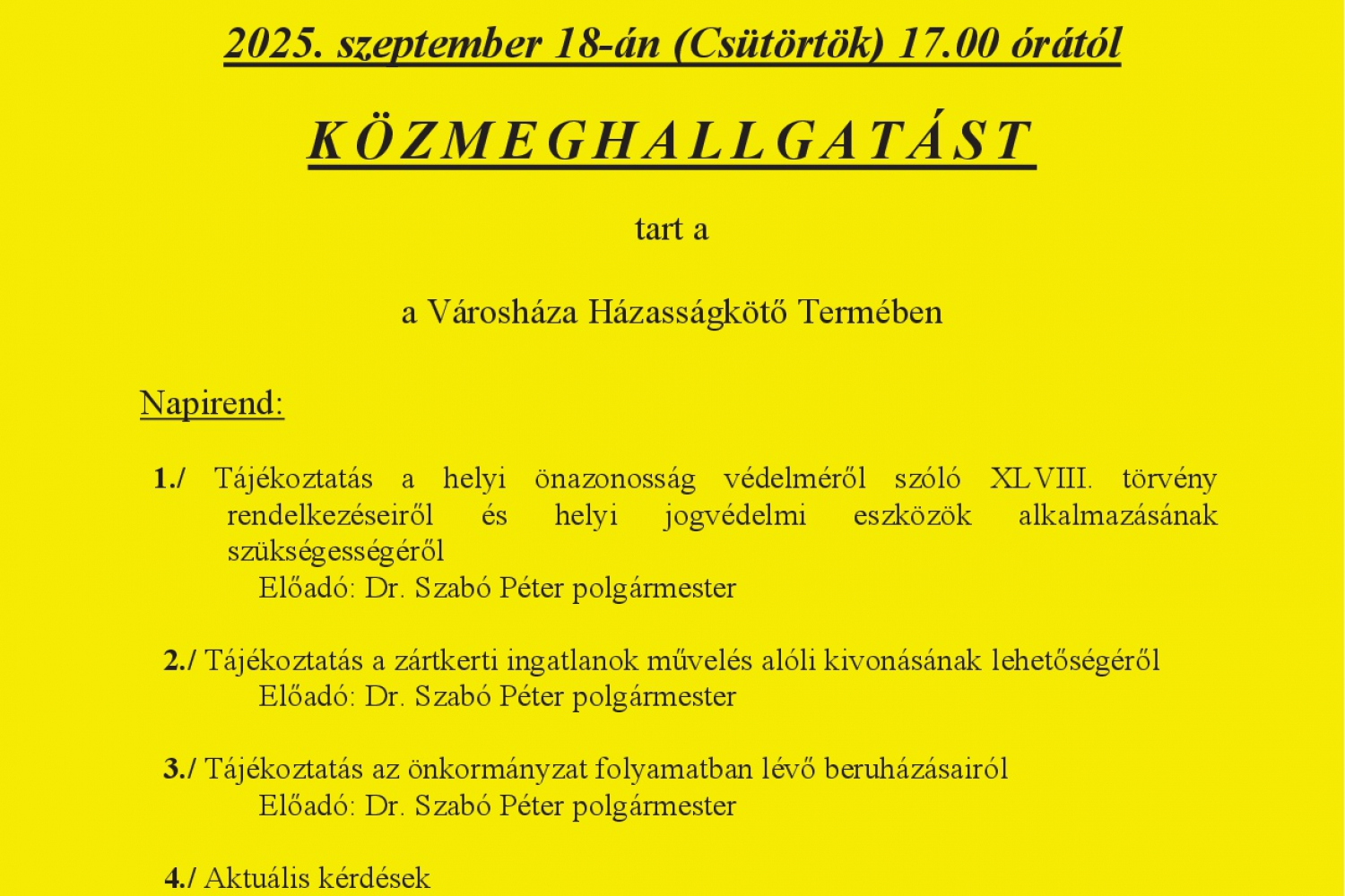 Közmeghallgatás 2025. szeptember 18.    