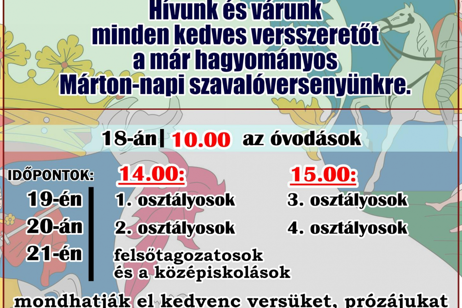 XXXI. Márton-Napi Szavalóverseny 2024. november 18-19-20-21.