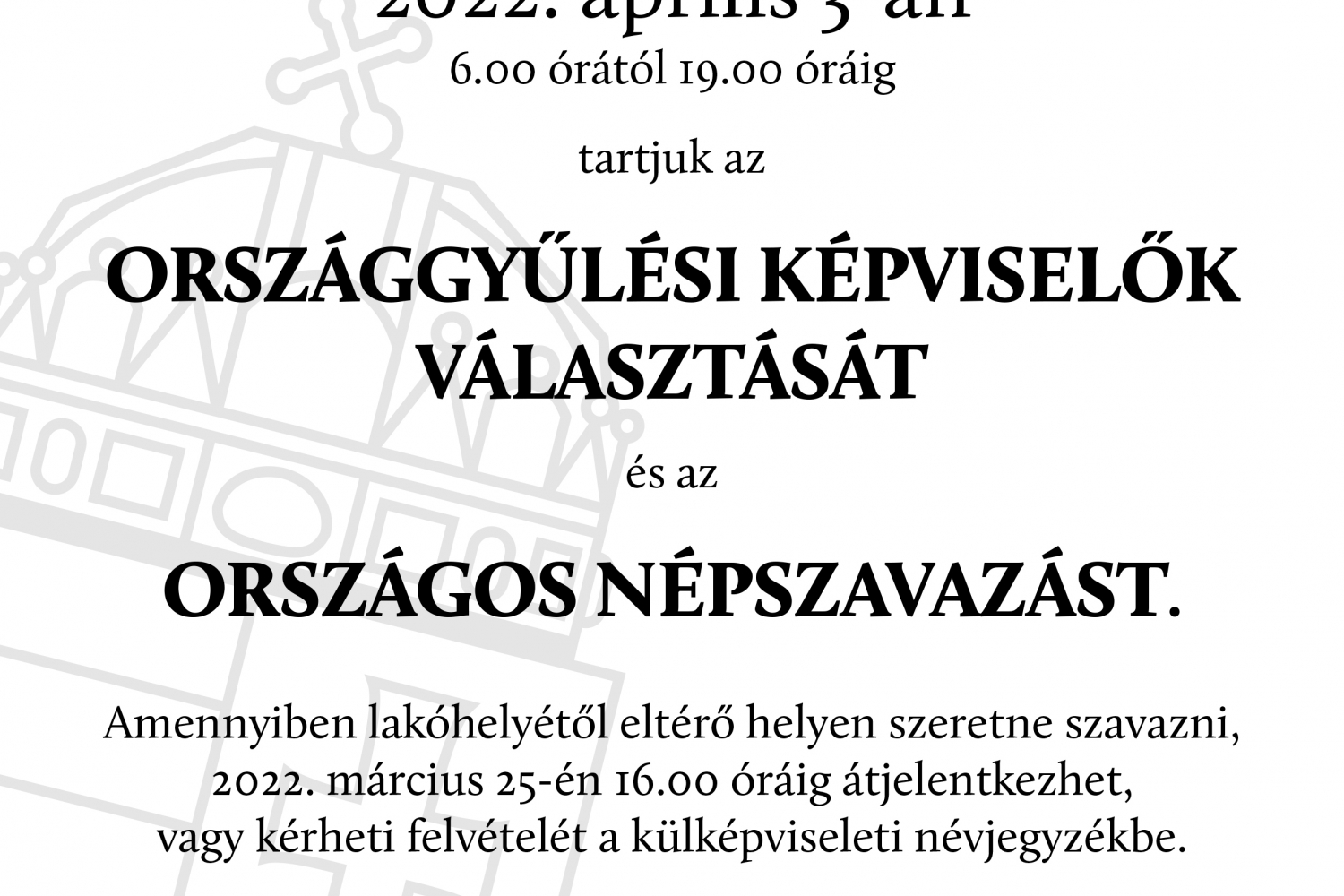 Országgyűlési Képviselők Választása és Népszavazás 2022. április 3.