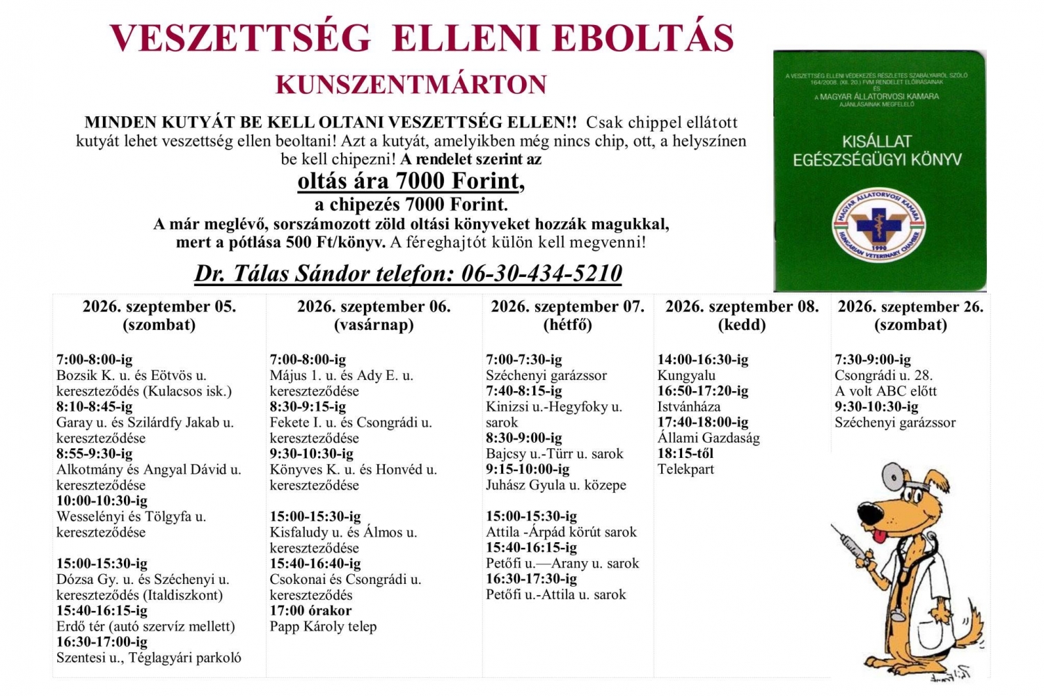 Veszettség elleni eboltás 2026 
