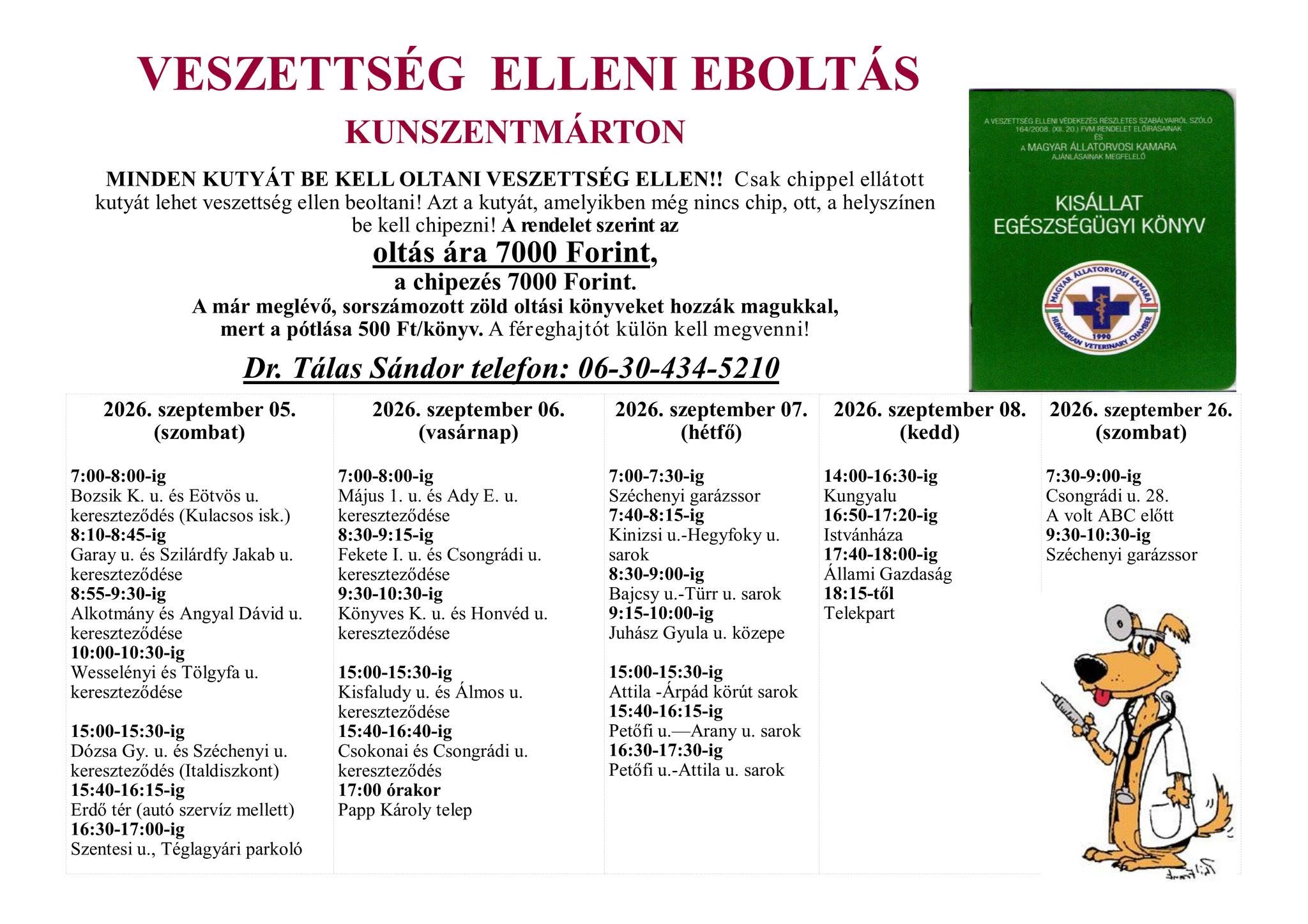 Veszettség elleni eboltás 2026 